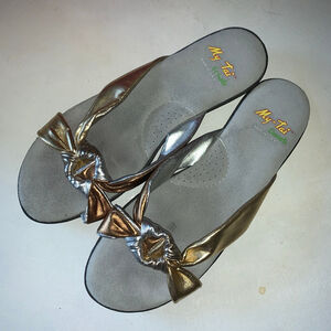 Women's My-Tai Casuals Gold Silver Sandals Size 10